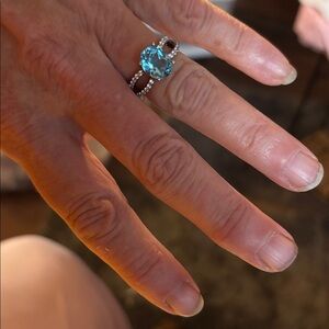 Elegant Genuine 5ct Blue Topaz 925 Sterling Silver Ring 5.75